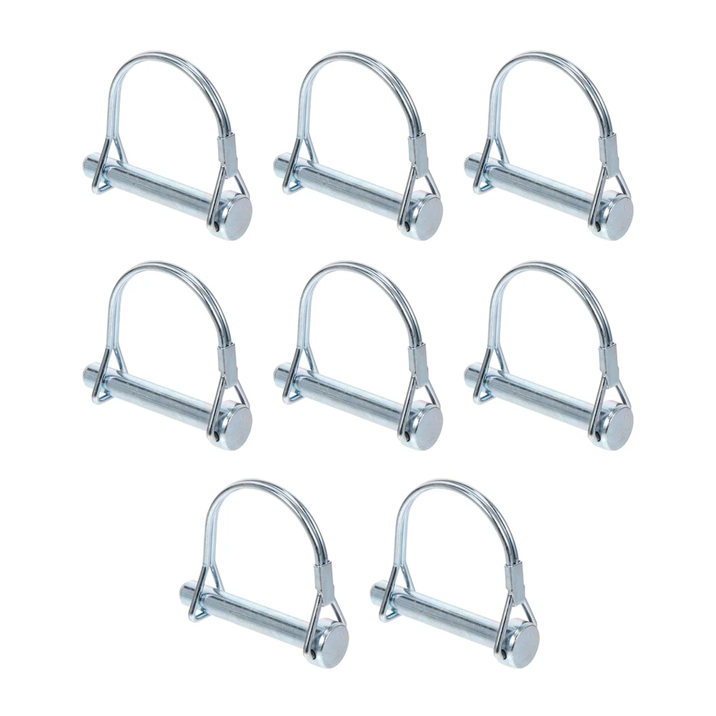

8 Pcs D-type Lock Heavy Duty Safety Coupler Trailer Pin 6x60mm Wire Spring Latch Positioning Pin for Lawn Truck Boat Gardening