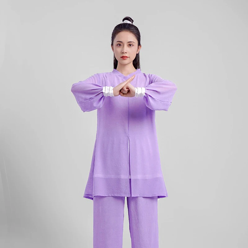 Women's Elegant Martial Arts Clothes Tai Chi Uniform Kung Fu Performance and Competition Costume Traditional Chinese  Lavender