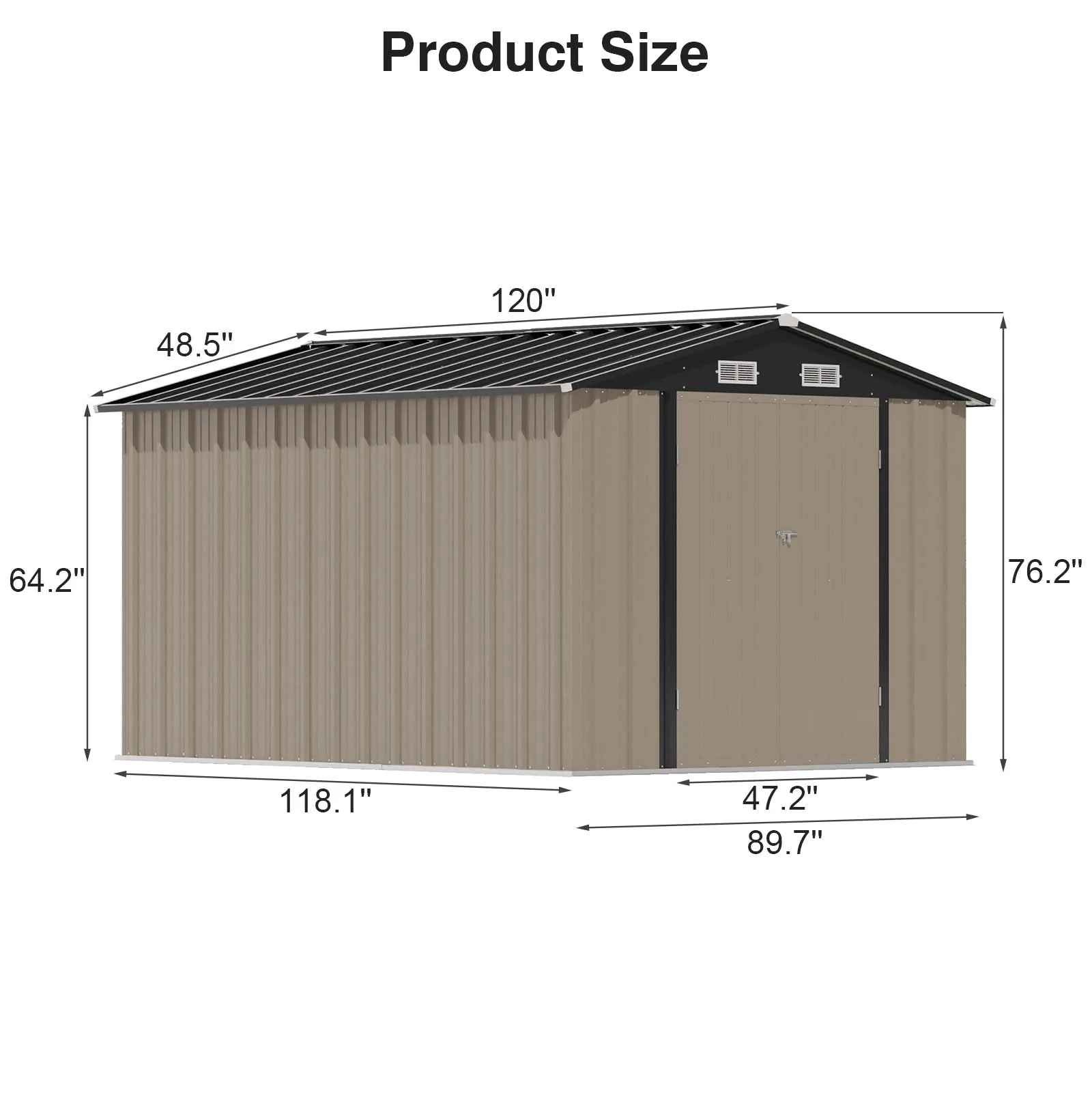 8x10 FT Large Outdoor Storage Shed Garden Metal Shed with Design of Lockable Doors, Storage Shed for Backyard, Patio