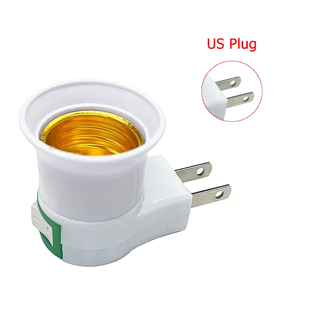 Plug & Play E27 LED Lamp Socket US/EU Household Plug ON/OFF Switch LED Light Holder White Lamp Base Mini Light Buld Adapter