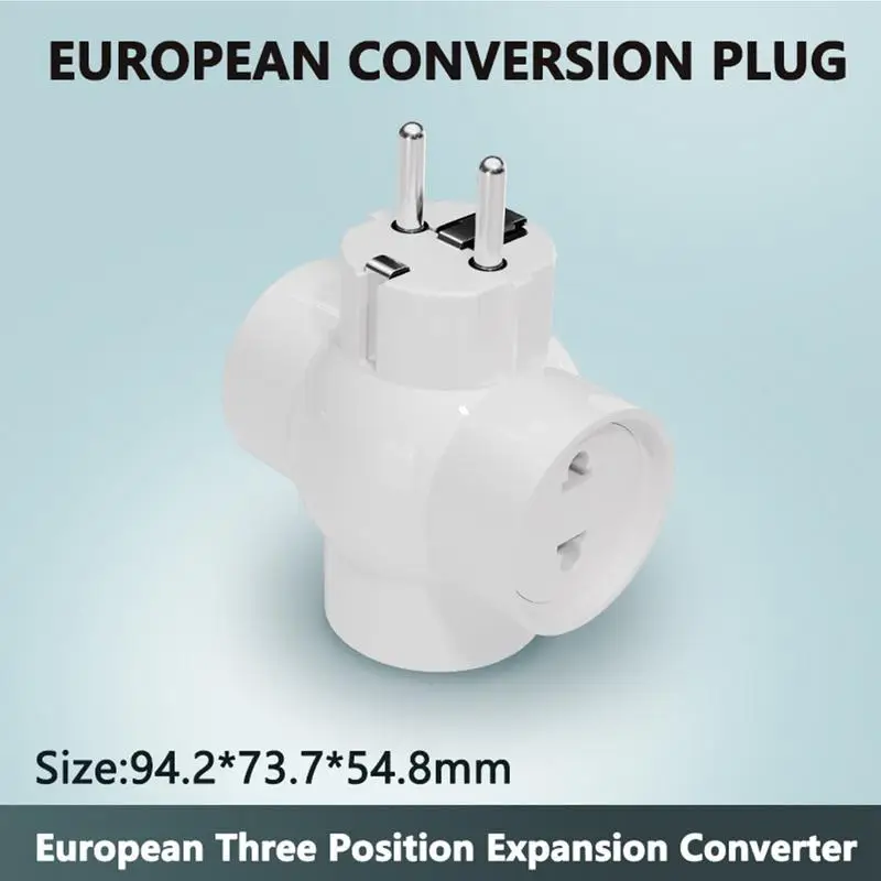 Electric Plug Adapter Charging Cable Outlet AC Adapter With 3 Outlets 16A Socket For Men Women German Europe Russian Trip Travel