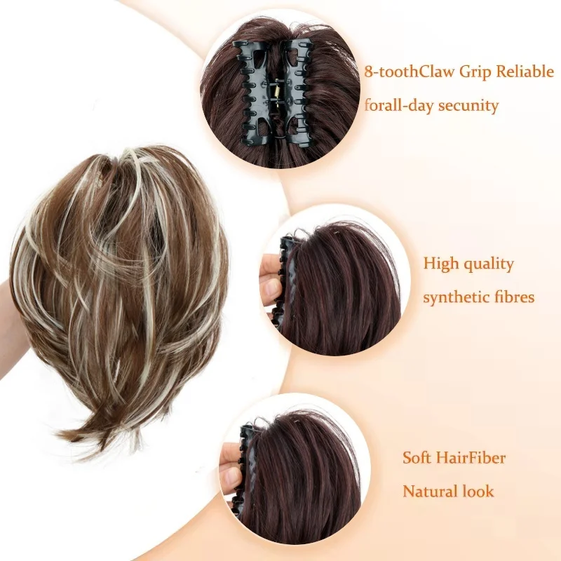 Elegante Haarspange für einen unordentlichen Dutt für Damen, synthetische, glatte Pferdeschwanzverlängerung & hoher Dutt, einfach zu tragen, perfekt für den täglichen Gebrauch. – Detail 5
