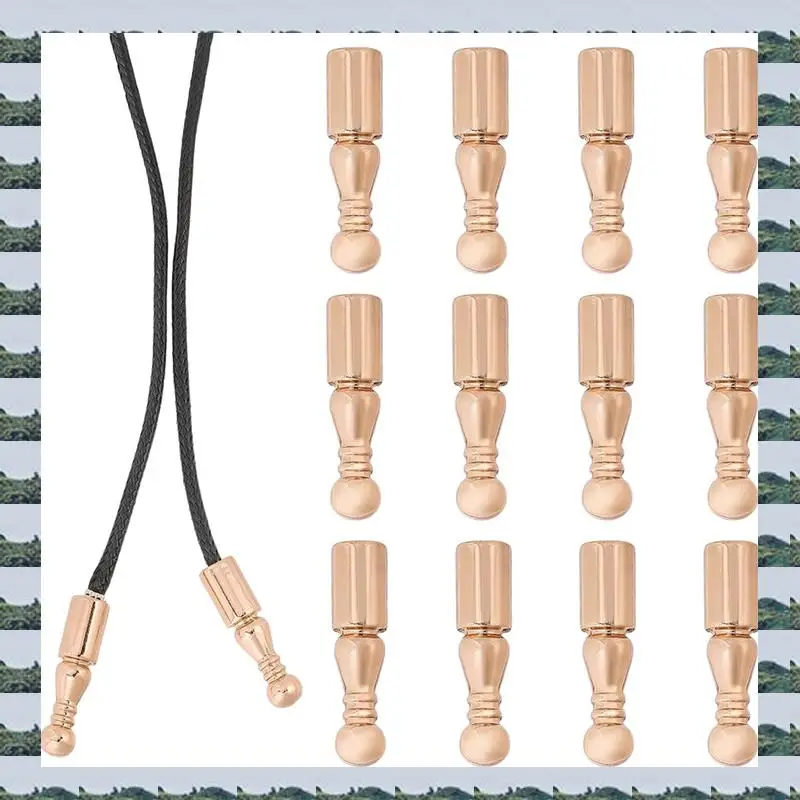 ABQR 12Pcs Bolo Tie Tips Replacement End Caps Long Alloy Cord Ends Smooth For Clothes Decoring Chain Bracelet DIY Crafts