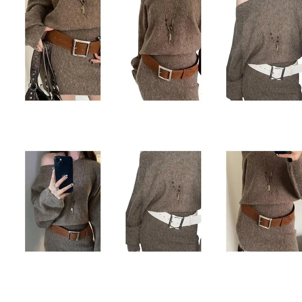 

39BB Women's Waist Belt Fashionable PU Leather Belt Decorative Waistband Trendy Waist Ornament for Jeans Trousers Dresses