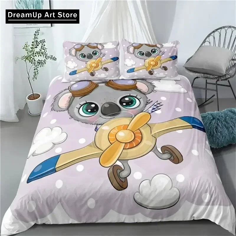 

3D Print Fashion Cartoon Koala Cute Animal Bedding Set Boys Girls Twin Queen Full Size Duvet Cover Pillowcase Bed Adult Bedroom