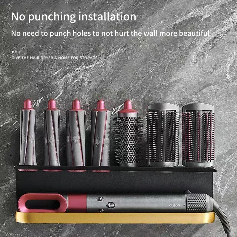 No Punching Hairdryer Holder Dyson Airwrap Shelf Dryer Hair Curler Holder Storage Rack Bathroom Organizer Hair Dryer