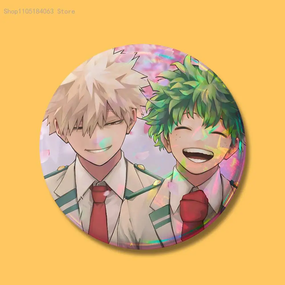Deku Bakugou شوتو بطل A-الأكاديمية شارة 32 44 58 75 مللي متر جولة تأثيري دبوس حقيبة ديكور المشجعين جمع الأصدقاء الهدايا بروش تذكارية #5