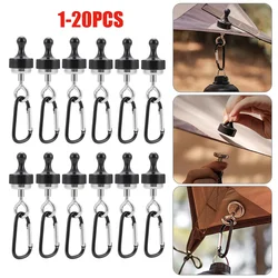 1-20PCS Strong Magnetic Hooks Keychain Outdoor Tent Canopy Carabiner Multipurpose Camping Light Hooks Ceiling Tent Fixer Hook