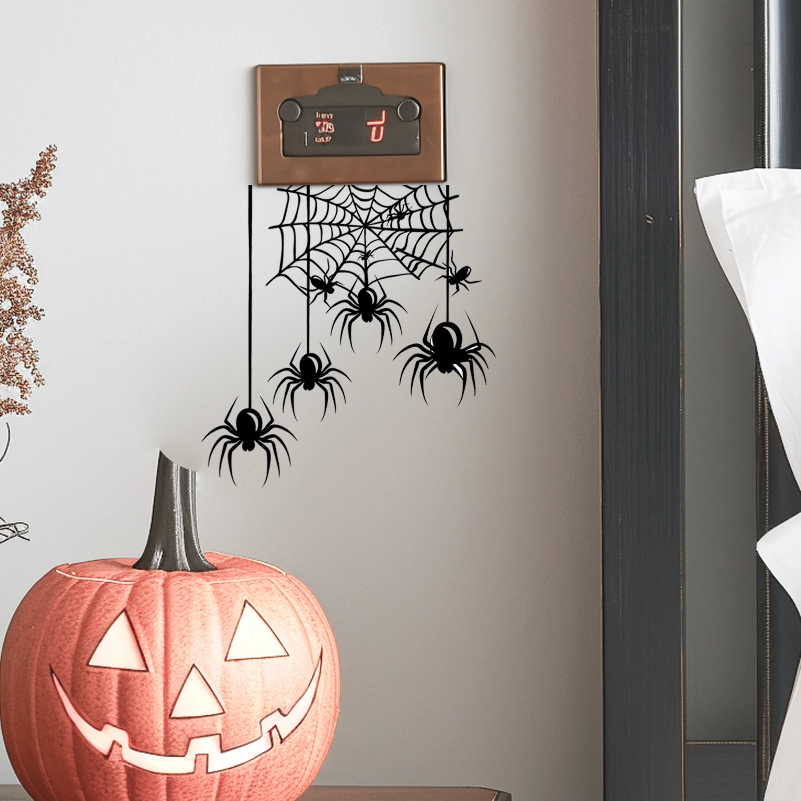 Spider Web Light Switch Wall Sticker Removable Wall Sticker Halloween Decoration for Bedroom Living Room Socket Panel Decor