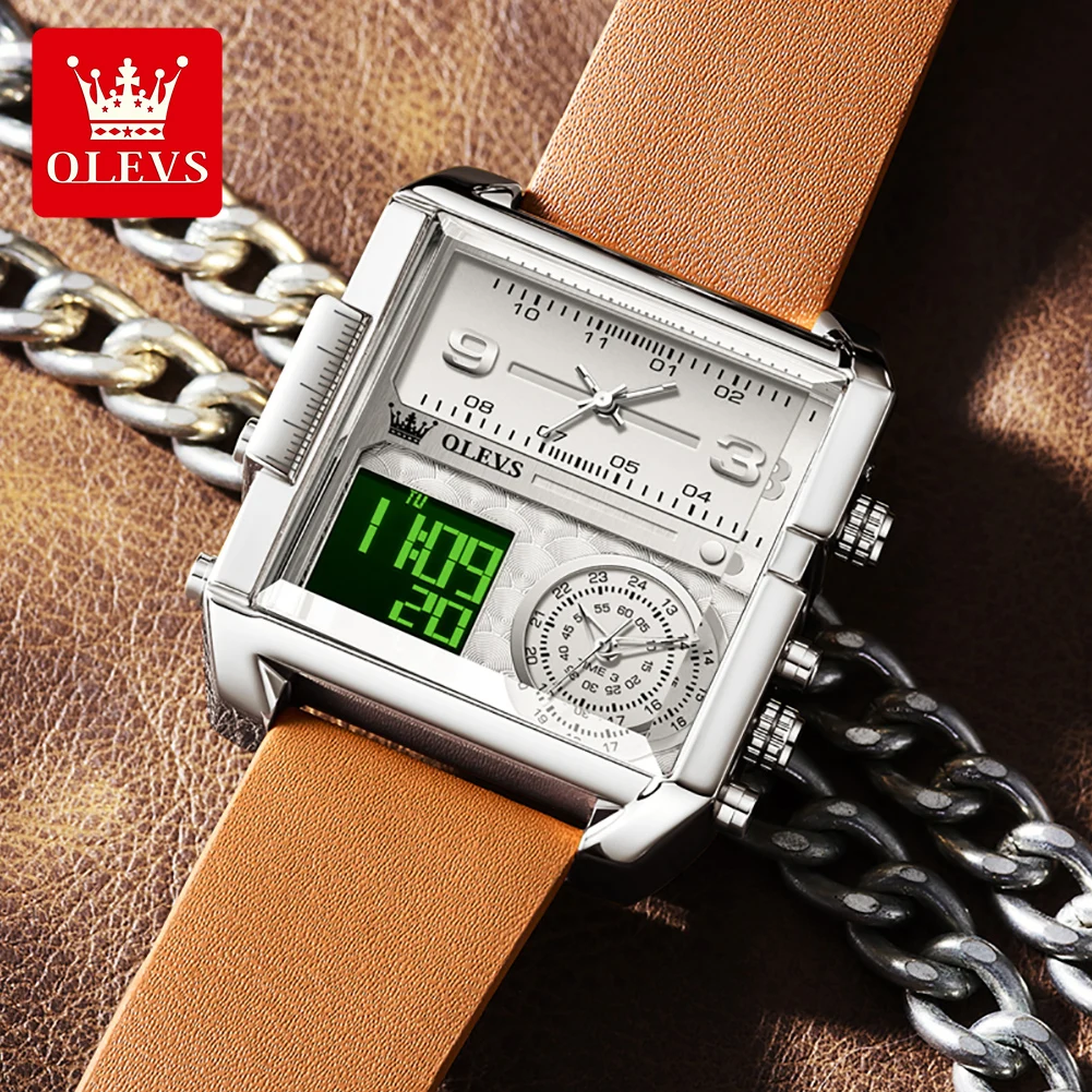 

OLEVS 1101 Top Brand Men's Watches Square Large Dial HD Luminous Waterproof Casual Watch for Men
