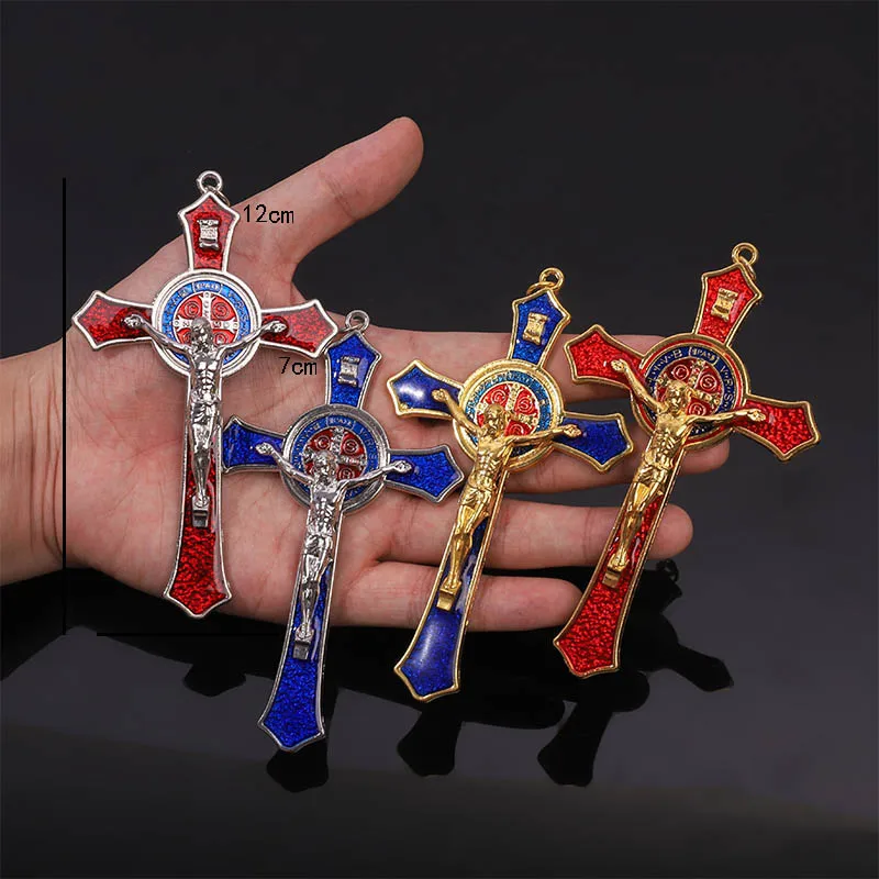 Religious cross Christian jewelry cross pendant Saint Benedict cross pattern pendant pendant necklace.120*70mm