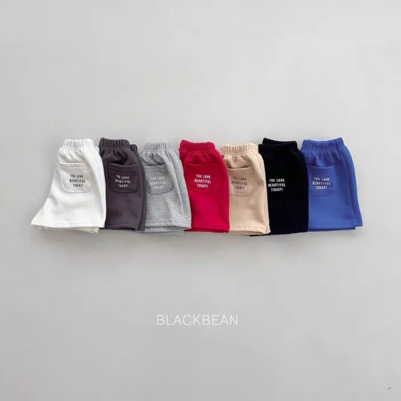 Sommer-Shorts für Mädchen mit dünnem Buchstaben-Print und Taschen, lockere Shorts mit elastischem Bund für Kleinkinder und Babys – Detail 2