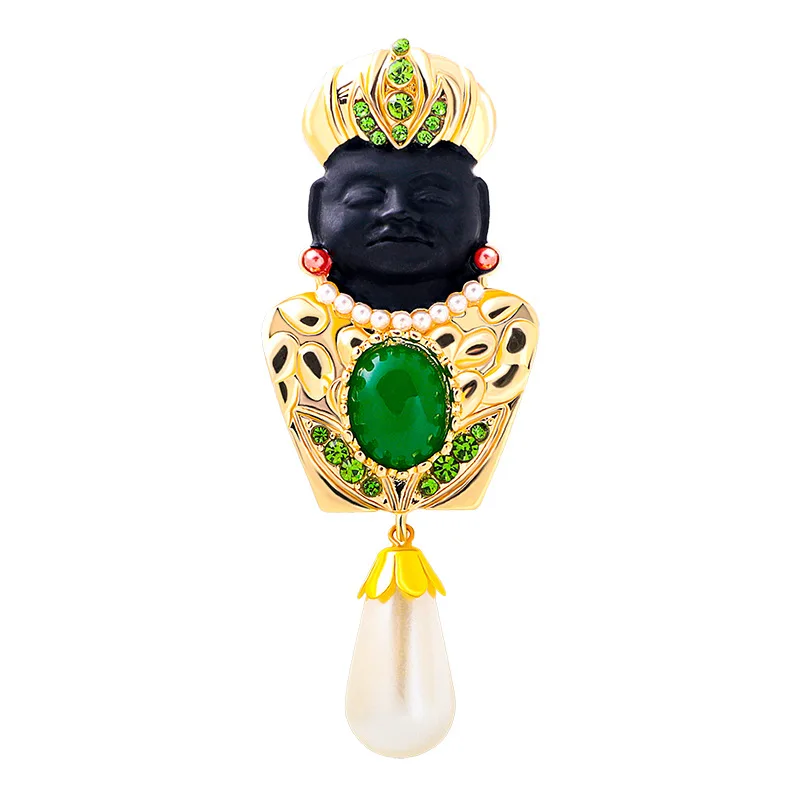Exotic Egyptian King Medieval Brooches High Quality Alloy Lapel Pin Women\'s Vintage Corsage African Tribal Chief Brooch Pin