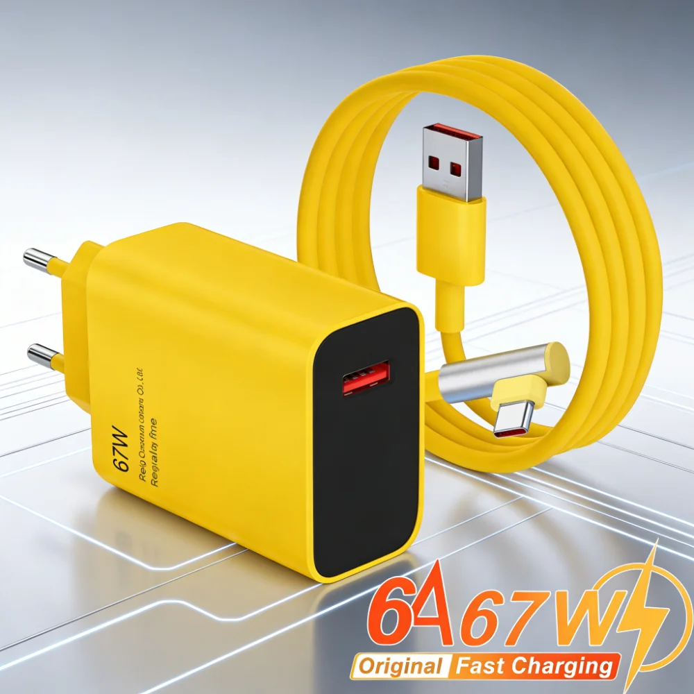 67W USB Charger Fast Charging Phone Wall Charger 6A USB Type C Cable For iPhone Samsung Xiaomi EU/US Plug Quick Charger Adapter