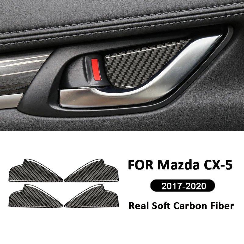 

For Mazda CX-5 2017-2020 Carbon Fiber Car Inner Door Handle Bowl Panel Ring Trim Cover Interior Decoration Sticker Accessories