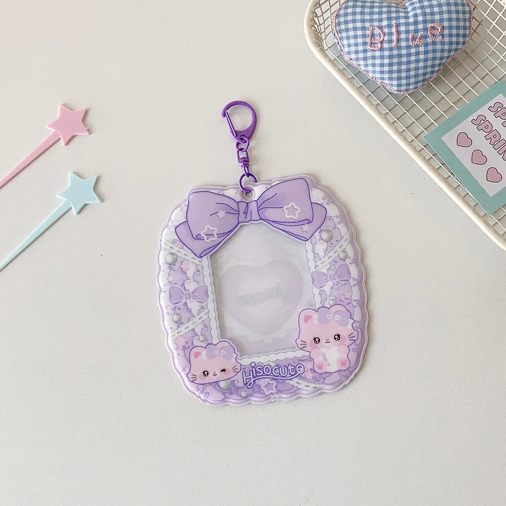 Bowknot Animals Korean Photocard Holder Keychain Pendant Hanging Decoration Idol Card Display Protector Picture Idol Photo Card