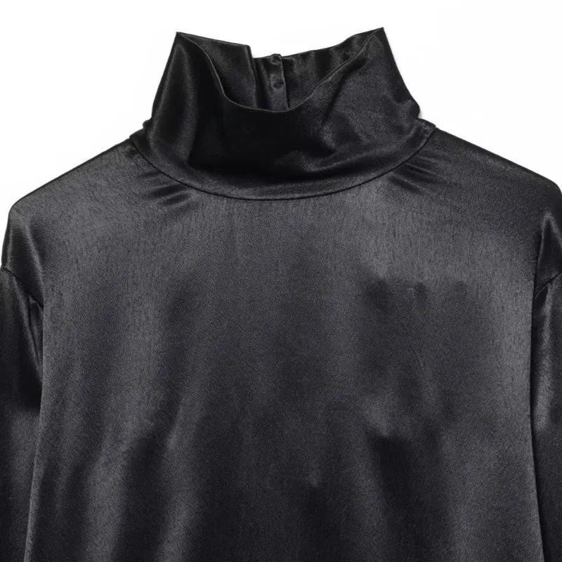 HKSH Spring Autumn New Women's Dress Turtleneck Pullover Long Sleeves Irregular Hem Oversized Elegant Ins Casual Dresses HK15804