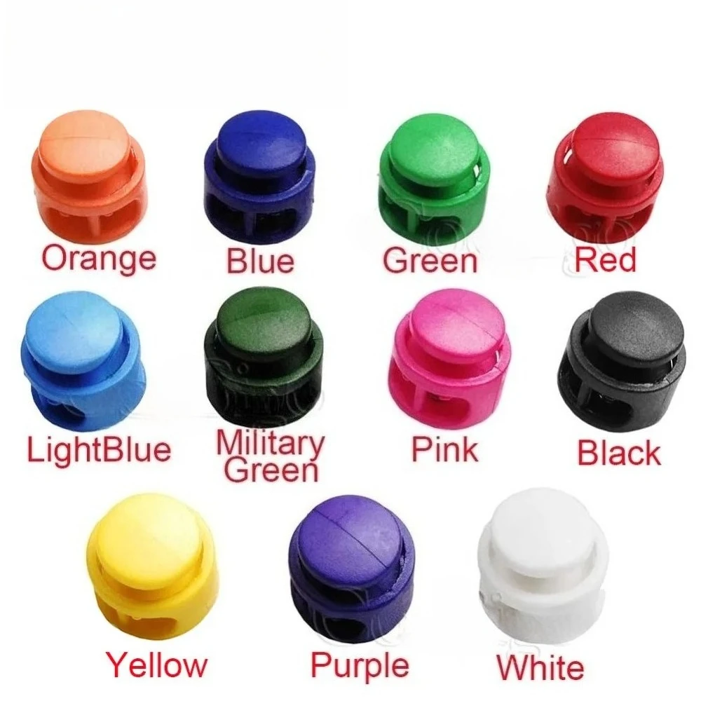 10Pcs Two Holes Plastic Cord Lock Toggle Stopper Buckle Replacement Clips for Drawstring Bag Shoelace Paracord Lanyard Rope