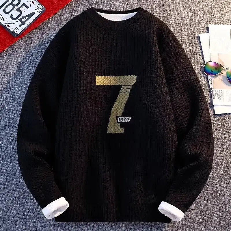 

Autumn and Winter Men's Versatile Casual Round-Neck Knitted Sweater, Fashionable and Trendy Warm Top