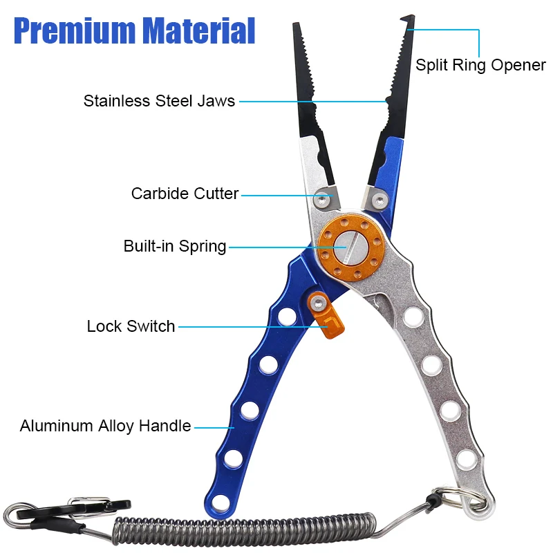 Fishing Pliers Fishing Tackle Aluminum Alloy Lanyards Hook Split Ring Fishing Accessories Pliers Tongs Multifunction Scissors