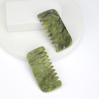 1pc Natural Jade Massage Comb Head Meridian Scalp Comb Face Eye Shoulder Neck Scraping Body Relax Anti-static Wide Tooth Comb