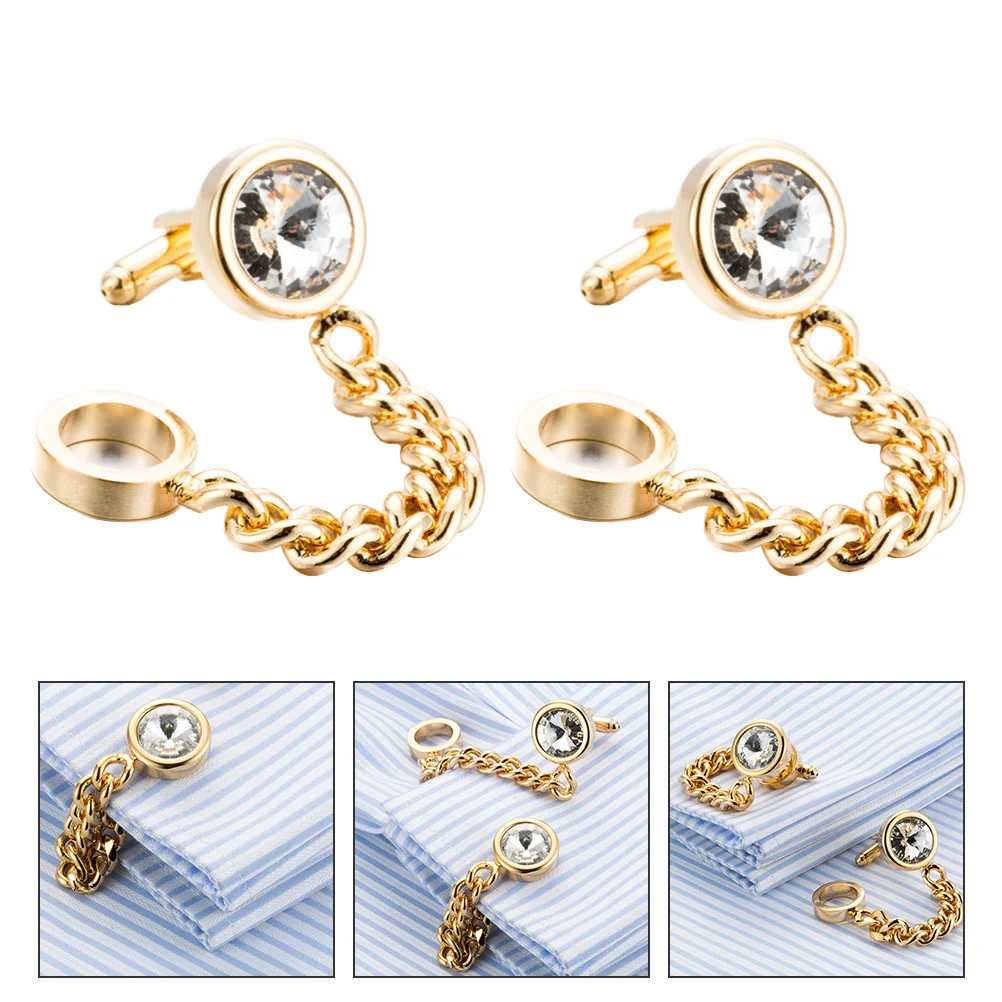 

1Pair Golden Cuff Links Premium Material Durable Lightweight Male Calm Steady Decor Cuff Links Shirt Accessories