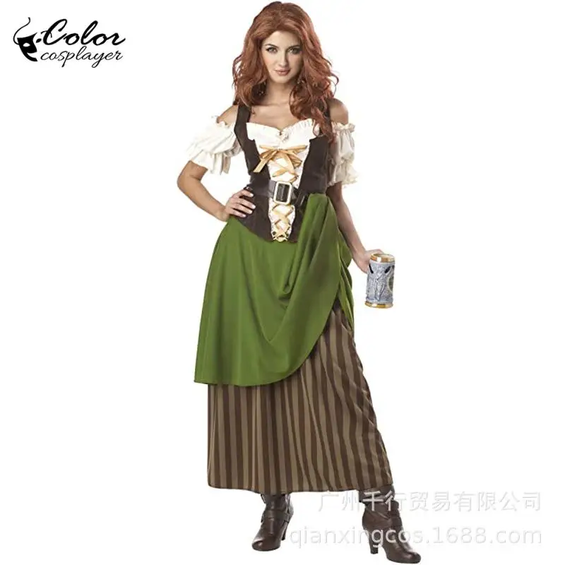 كرنفال بافاريا ثوب سيدة القرون الوسطى فستان مهرجان أكتوبر تأثيري حلي قصيرة الأكمام رداء المرأة مرحلة مهرجان الزي الطرف