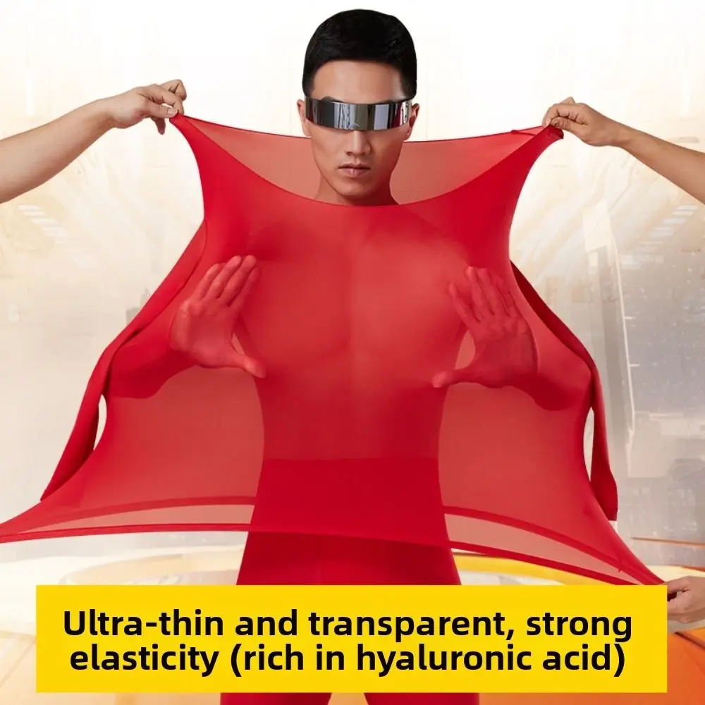 Tops and Pants Men Thermal Clothes Ultra-thin Invisible Low Neck Thermal Underwear Lingerie Feel Heating Warmth Long Pants
