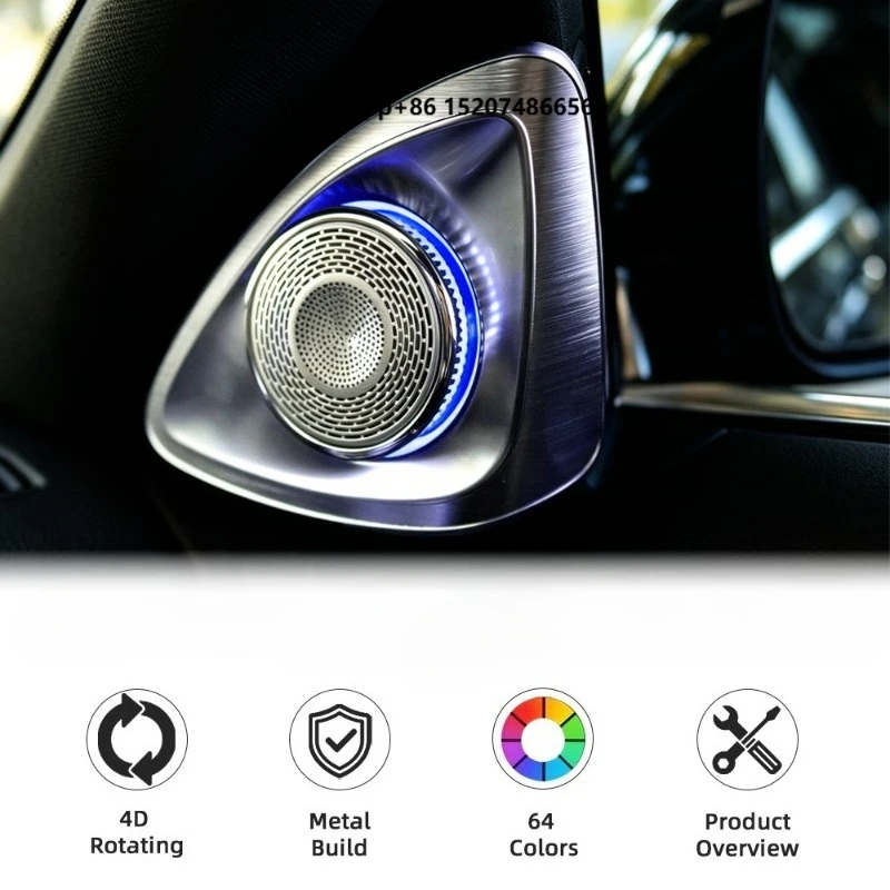 64-Color 4D Rotating Tweeter Speaker with Ambient Lighting for S-Class W223 Car Interior Treble Horn Upgrade Kit