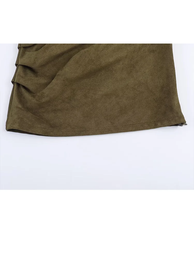 HH النساء السراويل الصلبة دعوى فضفاضة سستة مطوي كم طويل س الرقبة البلوز أعلى + حزام الخريف تزيين جيب بالون نسخة السراويل #4