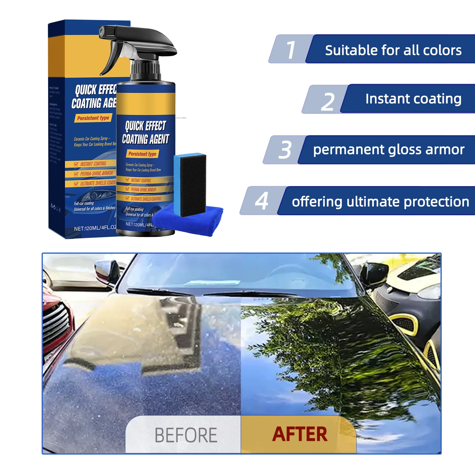 رذاذ طلاء السيارة، عامل طلاء سريع التأثير، سائل رذاذ تلميع شمع خدوش السيارة