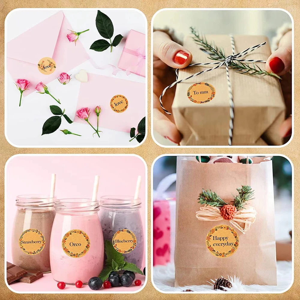 500pcs Retro Kraft Paper Labels Stickers Blank Writable Sealing Labels for Gift Decor Jar Food Classification Sticker Stationery