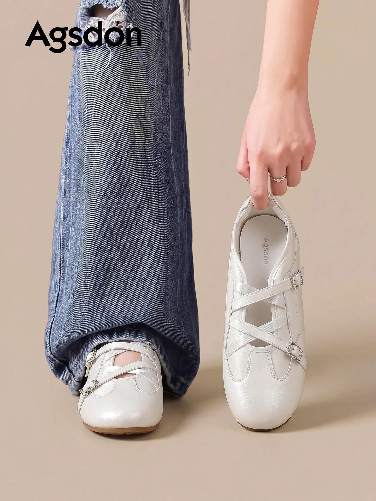 

Breathable Mary Jane Ballet Flat Shoes Women's Summer New Style Sporty Slip-On Casual Shoes Diamond Decorated Outdoor Leisure...