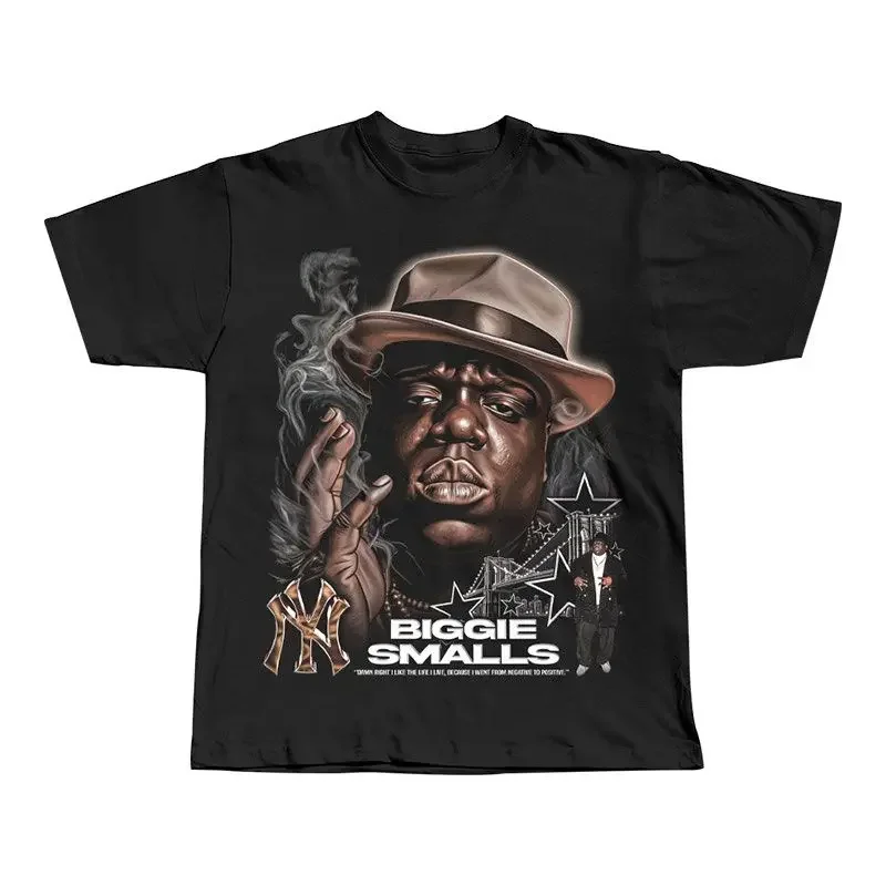 American Vintage Rapper T-shirt Cotton West Coast Lil Wayne Kanye TS Hip Hop Oversize Loose Short Sleeve Men's Clothing 250g