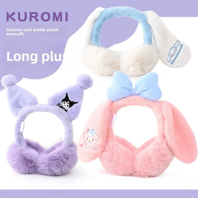 

Новинка 2023 года, милые мультяшные наушники Sanrio для студентов, зимние теплые плюшевые складные наушники, подарок на день рождения и праздник