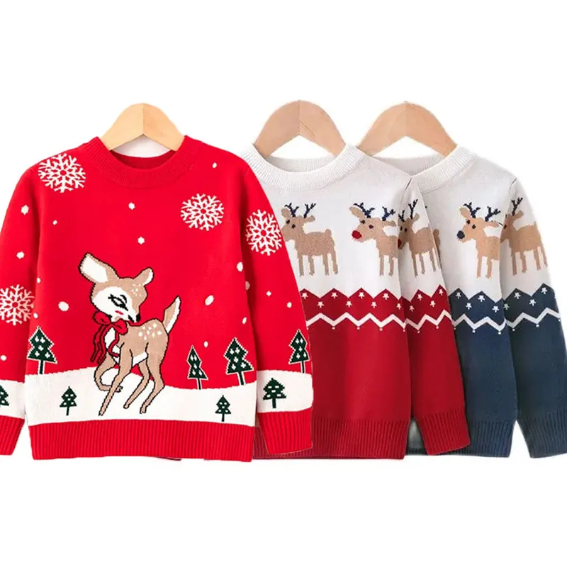 

New Xmas Children Sweater Kids Warm Thicken Knitted Clothing Autumn Winter Baby Pullover Clothing Kids Christmas Sweaters