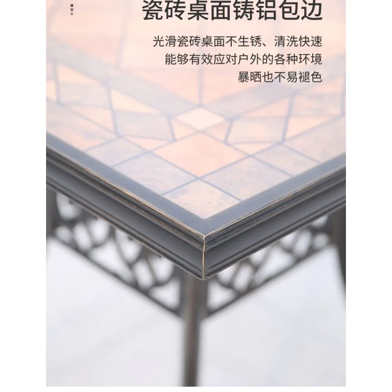 مجموعة طاولة وكرسي خارجي لحديقة الفناء مكونة من خمس قطع مقاومة للصدأ ومقاومة للماء