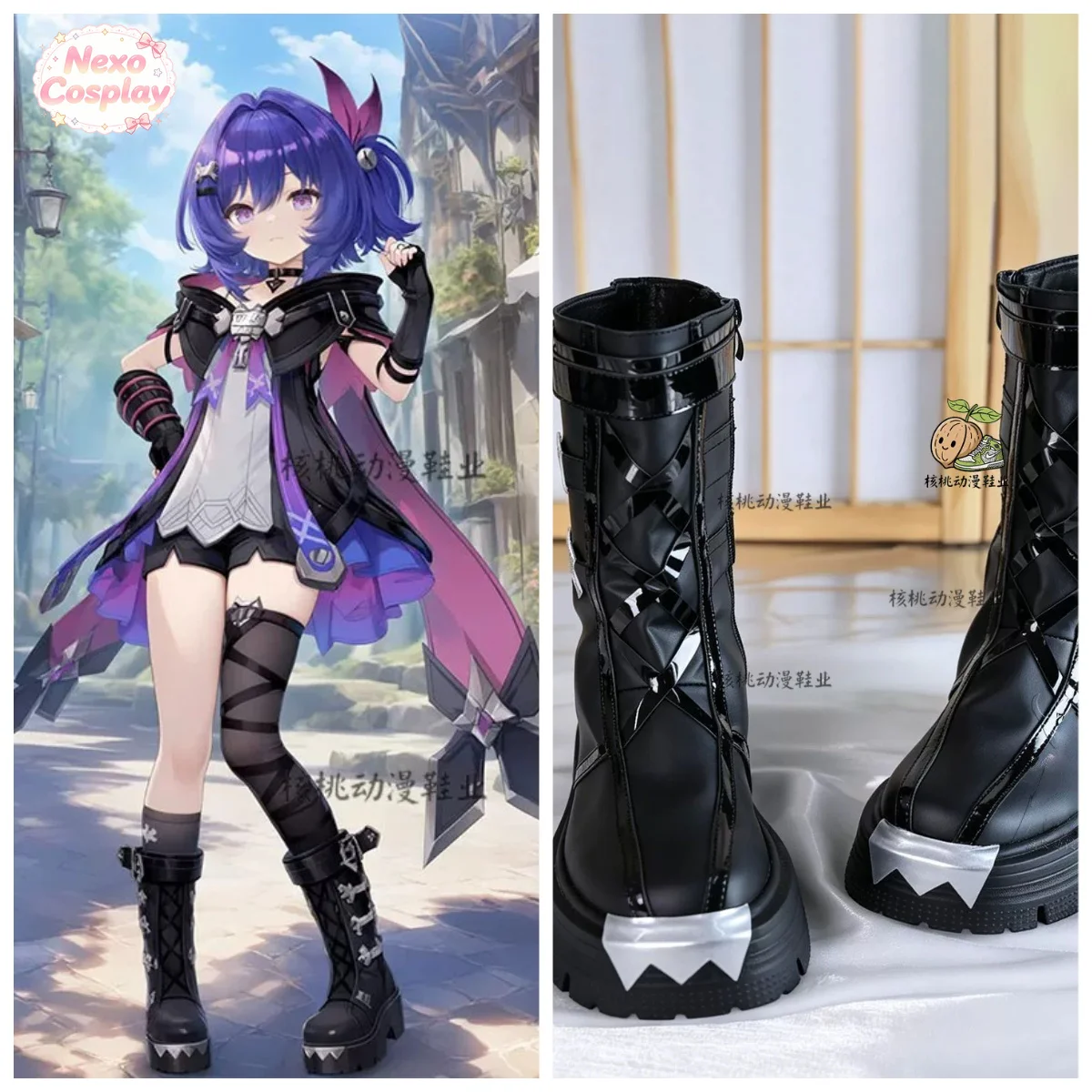 Chaussures de jeu de rôle Genshin Impact Prune, adaptées à Halloween et Noël, NexoCosplay