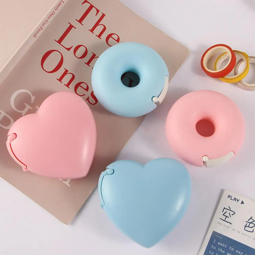 1 Pc Plastic Adhesive Tape Holder Packing Tape Cosmetic Tools Candy Color Invisible Tape Cutter Girls Gift Cartoon Station