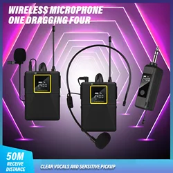 Wireless Microphone Professional Headset Mic Rechargeable Receiver Headclip mic for Teaching Tour Guide Presentation