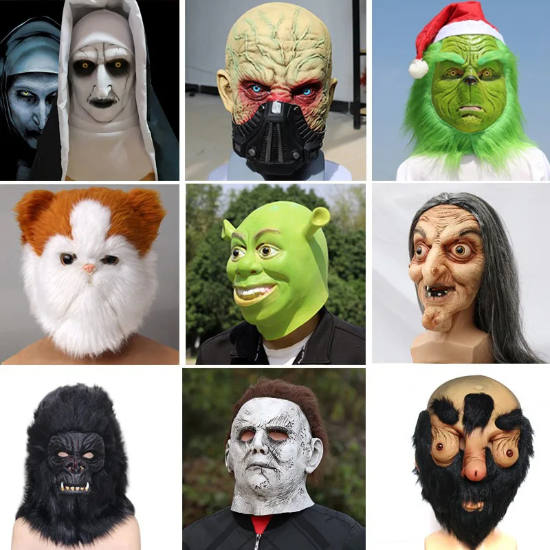 Maschera in Latex per Halloween, Costume Divertente, Cappuccio Spaventoso, Decorazione, Accessori per Live Streaming