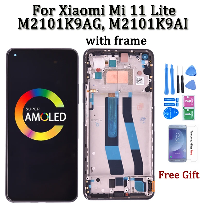 

AMOLED Screen For Xiaomi MI 11 Lite LCD Display Touch Screen Digitizer Assembly Replacement M2101K9AG Display