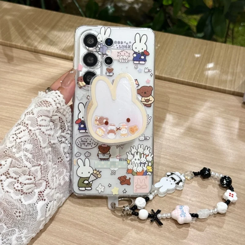 

Cute cartoon illustration Miffy polka Dot Magnetic Magsafe Phone Case For Samsung S22 S23 S24 S25 S26Ultra Plus Note20 Cover ﻿