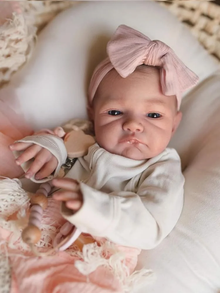 NPK 19inch August Awake Reborn Baby Doll Lifelike Soft Touch 3D Skin Visible Already Painted Finished Same as Picture