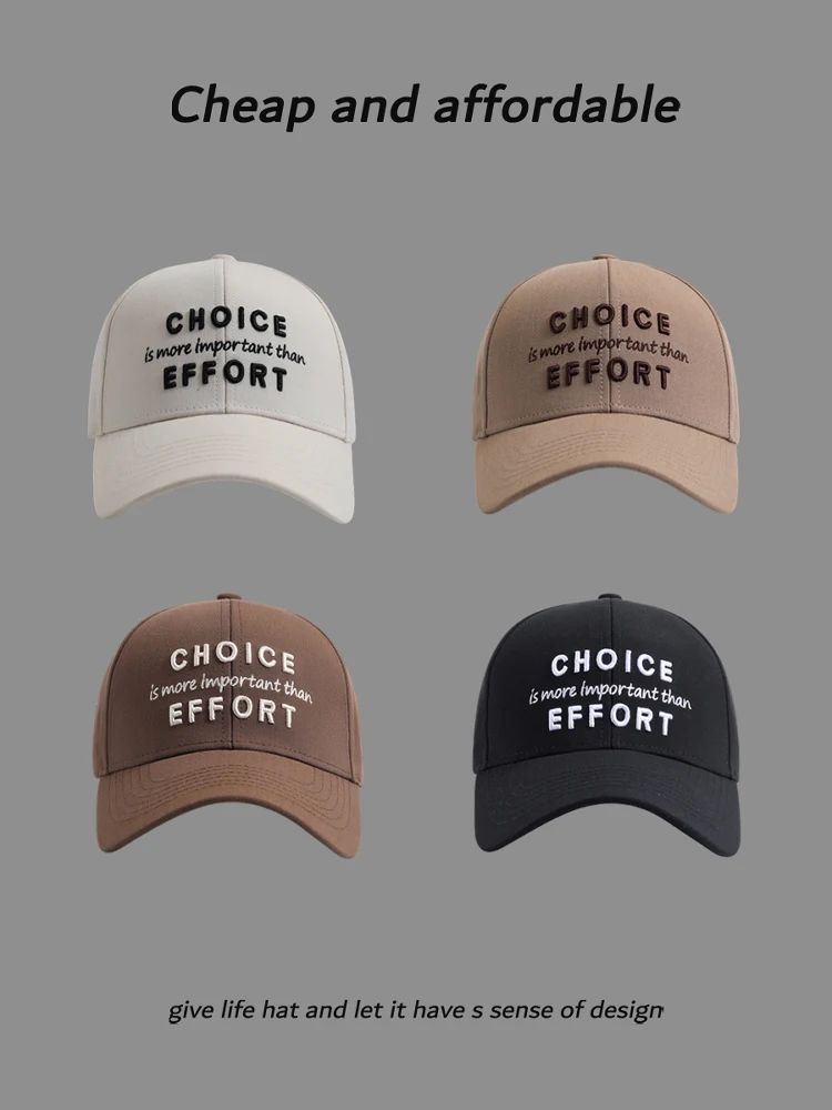 

2025 men's and women's retro hardtop tide letter embroidery cap wide brim sunshade baseball cap shows small face