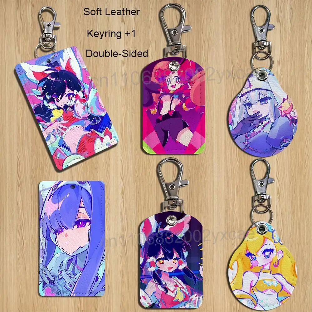 

game Marija Rin Muse Dash Rectangle ID Card Case Keychain Access Card Bag Key Tag Ring Leather Card Holder Key Ring Access