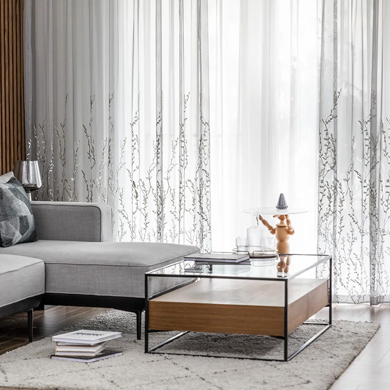 

Новые свежие элегантные шторы для гостиной, столовой, спальни, вышитые китайские белые цветы, окно, тюль, декор для комнаты, красивые