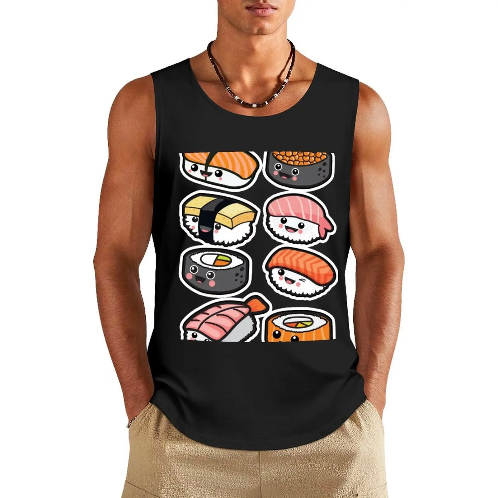 

Sushi family Tank Top gym t shirt men sleeveless vests Gym man Men's t-shirt