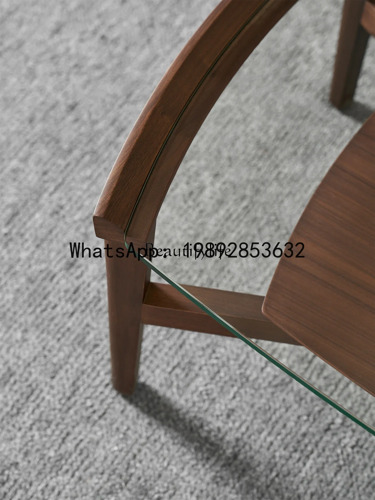 XL الجوز الأسود الخشب الصلب الزجاج الحديثة بسيطة غرفة المعيشة شقة صغيرة طاولة شاي