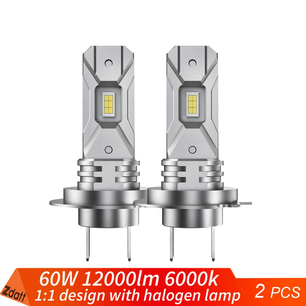 

2pcs 60W 12000lm H1 H3 H7 CSP LED Canbus Headlight Bulbs Error Free for Motorcycle Car H7 Slim LED Headlamp Ultra Strong Beam